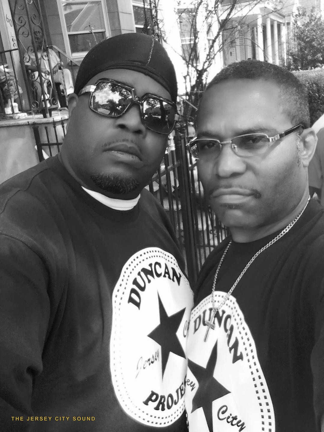 DJ Flash and Grand Wizard Capone in Duncan Projects Jersey City reunion shirts