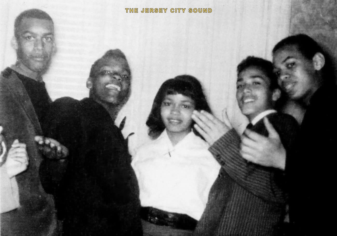 The Vocal-Teens of Jersey City, five members posing in a line, late 1950s